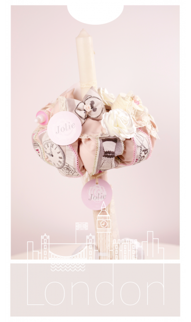Lumanare de botez pentru fetita, 65x4cm, London Big Ben  5